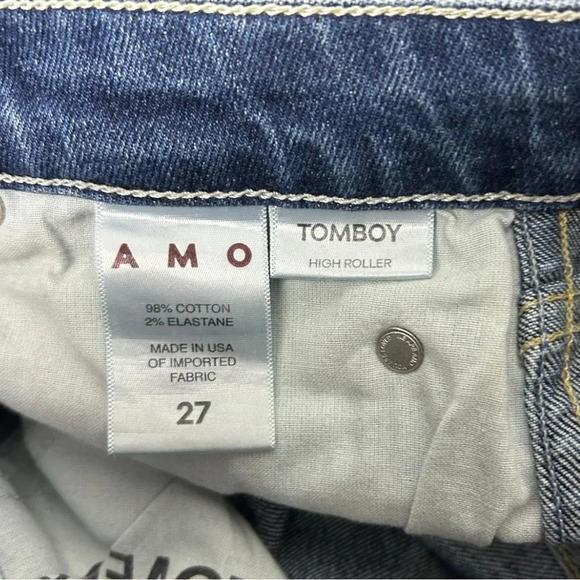 AMO Tomboy Mid Rise Cropped Ankle Jeans in High Roller 27 - Picture 9 of 10
